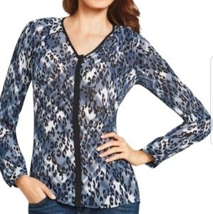 Cabi Sheer Chiffon Blue Blouse Top